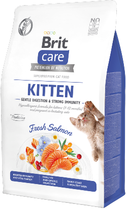 Brit Care Cat Grain Free Kitten Gentle Digestion & Strong Immunity | Salmon | (400g, 2kg e 7kg)
