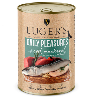 Luger's Daily Pleasures - Alimento Húmido para cão adulto - Bacalhau, arroz integral , cavala e tomate 400g