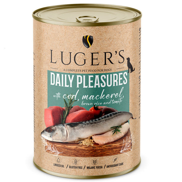 Luger's Daily Pleasures - Alimento Húmido para cão adulto - Bacalhau, arroz integral , cavala e tomate 400g