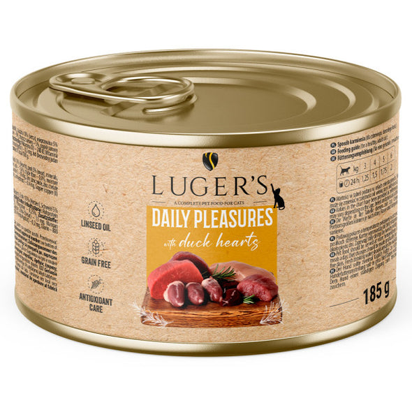 Luger's Daily Pleasures - Alimento húmido para gato adulto - Coração de pato 185g