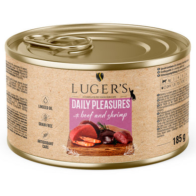 Luger's Daily Pleasures - Alimento húmido para gato esterilizado - Vaca e camarão 185g