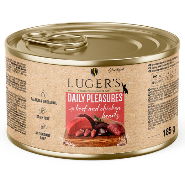 Luger's Daily Pleasures - Alimento húmido para gato esterilizado - Vaca e coração de galinha 185g