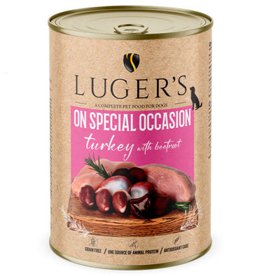 Luger's On Special Occasion - Alimento húmido para cão adulto - 100% Peru com beterraba 400g