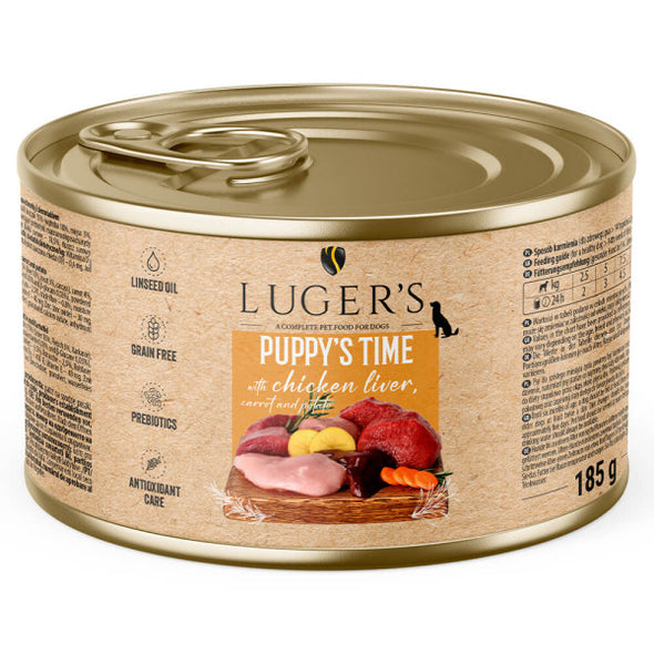 Luger's Puppy's Time - Alimento húmido para cachorro - Fígado de galinha, cenoura e batata 185g