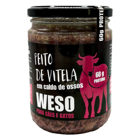 Weso - Peito de vitela em caldo de ossos para cão e gato Weso 400ml