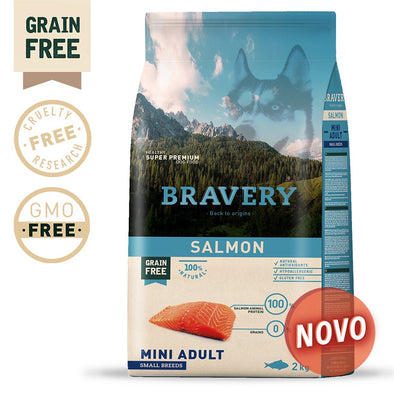 BRAVERY SALMON ADULT MINI-SMALL (GRAIN FREE)(2kg ou 7kg)