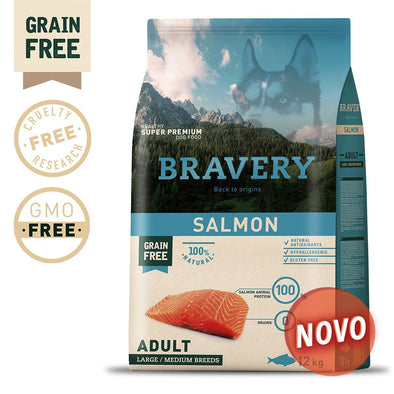 BRAVERY SALMON ADULT MEDIUM-LARGE (GRAIN FREE)(4kg ou 12kg)
