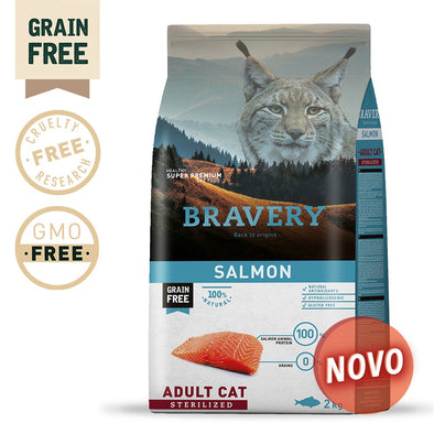 BRAVERY SALMON ADULT CAT STERILIZED (GRAIN FREE)(400g, 2kg ou 7kg)