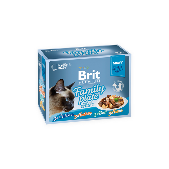 Brit Premium Cat Pouch Family Plate Gravy 12 x 85g